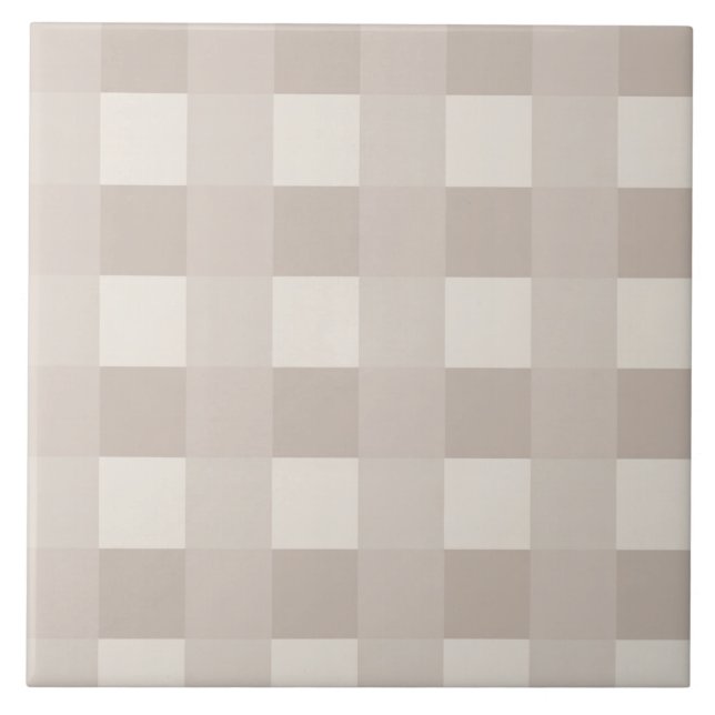 Minimal Beige Checkerboard Design Ceramic Tile (Front)