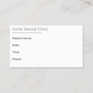 Minimal Beige Dental Appointment Card One Line