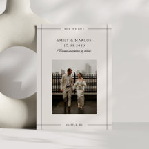 Minimal beige modern border photo save the date