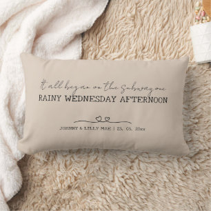 Minimal Beige Romantic Subway Story Lumbar Cushion