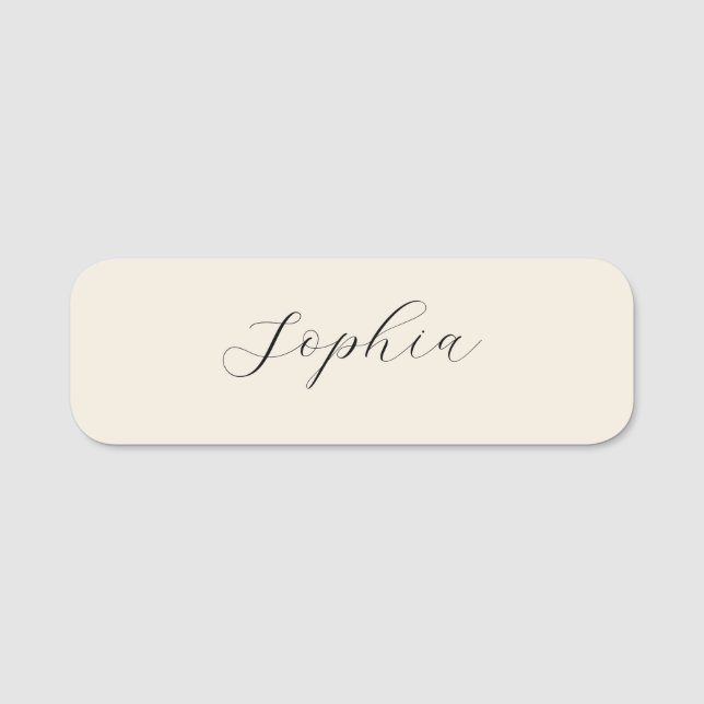 Minimal Beige Script Name Tags  (Front)