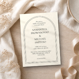 Minimal Beige Simple Wedding Invitation