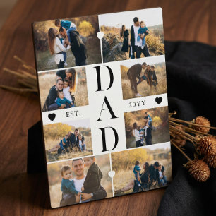 Minimal Best Dad Ever Gift Custom Photo Collage Plaque