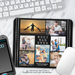 Minimal BEST DAD EVER Photo Collage Personalised Mouse Pad<br><div class="desc">Create a keepsake photo memory mouse pad for the BEST DAD EVER with a photo collage of 7 pictures and your personalised text in your choice of font styles and colours. The design features a faux stitched border on an editable black background. CHANGES: The simple, classic title can be changed...</div>