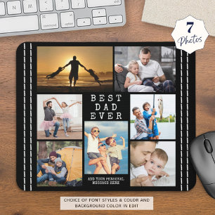 Minimal BEST DAD EVER Photo Collage Personalised Mouse Pad