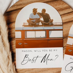 Minimal Best Man Proposal Card with Photo