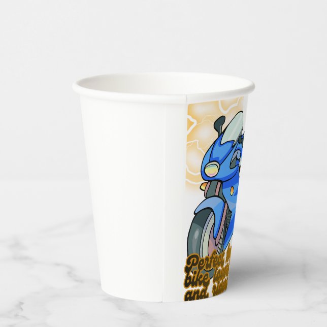 Minimal Bike Art Graphic –Motorcycle Party Paper Cups (Right)