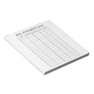 Minimal Bill Payment Log Pad Organiser