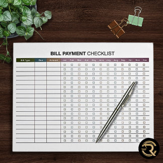 Minimal Bill Payment Notepad