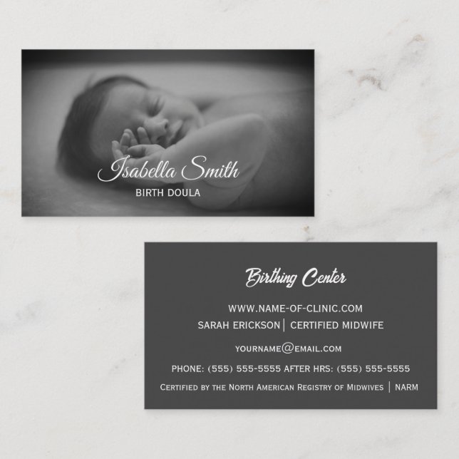 Minimal Birth Doula Newborn Care Design Business Card (Front/Back)