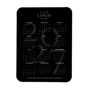 Minimal Black 2027 Calendar Business Logo Magnet