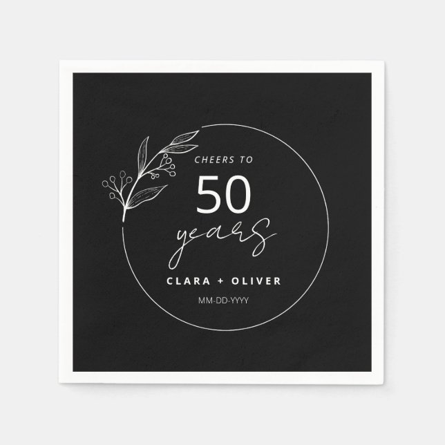 Minimal Black 50 years wedding anniversary Napkin (Front)