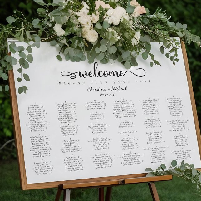 Minimal Black Alphabetical Wedding Seating Chart (Creator Uploaded)