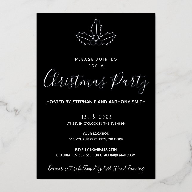 Minimal Black and Gold Mistletoe Christmas (Front)