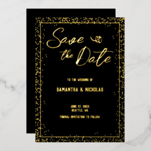 Minimal Black and Gold Wedding Save the Date