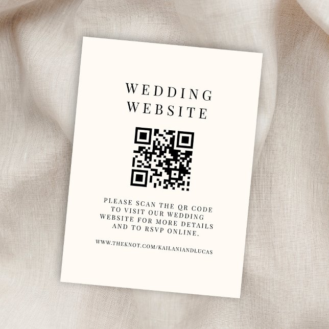 Minimal Black and Ivory QR Code Wedding Insert (Creator Uploaded)