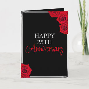Minimal Black and Silver Husband 25th Anniversary Card
