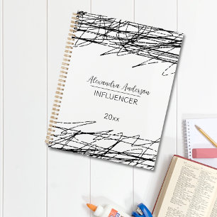 Minimal Black And White Abstract Scribble  Planner