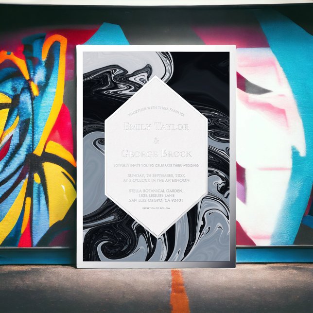 Minimal Black And White Abstract Wedding Silver (Creator Uploaded)