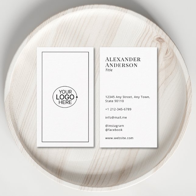 Minimal Black and White Add Your Logo simple Business Card (Minimal Black and White Add Your Logo simple Business Card)
