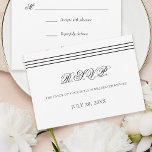 Minimal Black and White Bar Mitzvah Rsvp Response<br><div class="desc">Simple Bar Mitzvah RSVP card with three stripes. All text is editable; meal options are optional.</div>