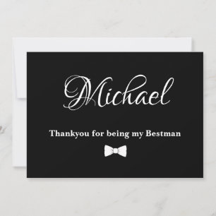 Minimal Black and White Bestman Thank You Card 