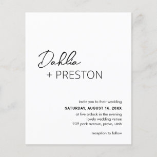 Minimal Black and White Budget Wedding Invite