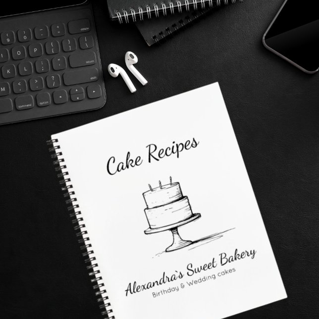Minimal Black and White Cake Bakery Pastry Recipe Notebook (Minimal Black and White Cake Bakery Pastry Recipe Notebook)