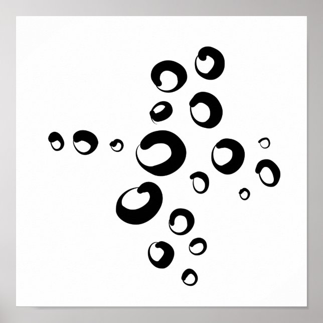 Minimal Black and White Circles Abstract Line Art Poster (Front)
