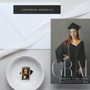 minimal black and white customisable graduation wrap around label