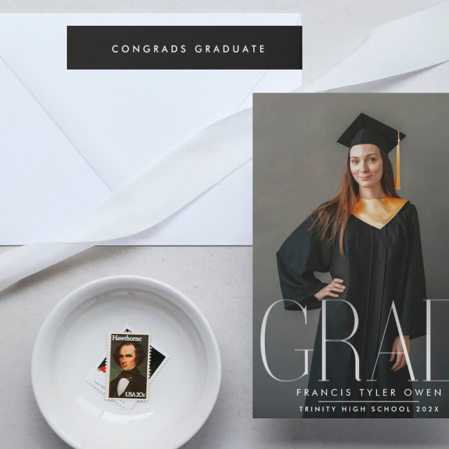 minimal black and white customisable graduation wrap around label (Creator Uploaded)
