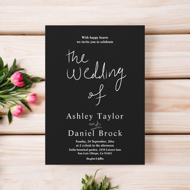 Minimal Black And White Delicate Modern Wedding Invitation (Creator Uploaded)