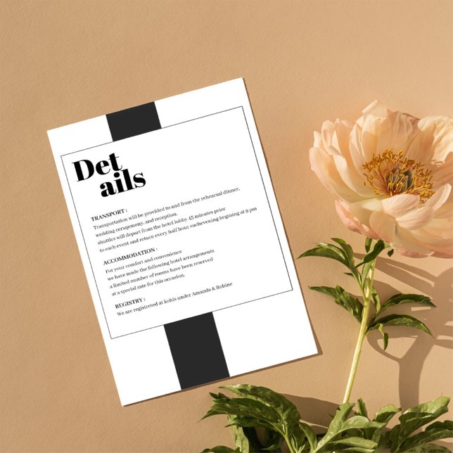 Minimal Black and White Details Enclosure Card (Creator Uploaded)