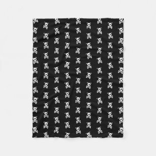 Minimal Black and White Doggy Skull and Crossbones Fleece Blanket