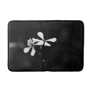 minimal black and white floral bath mat