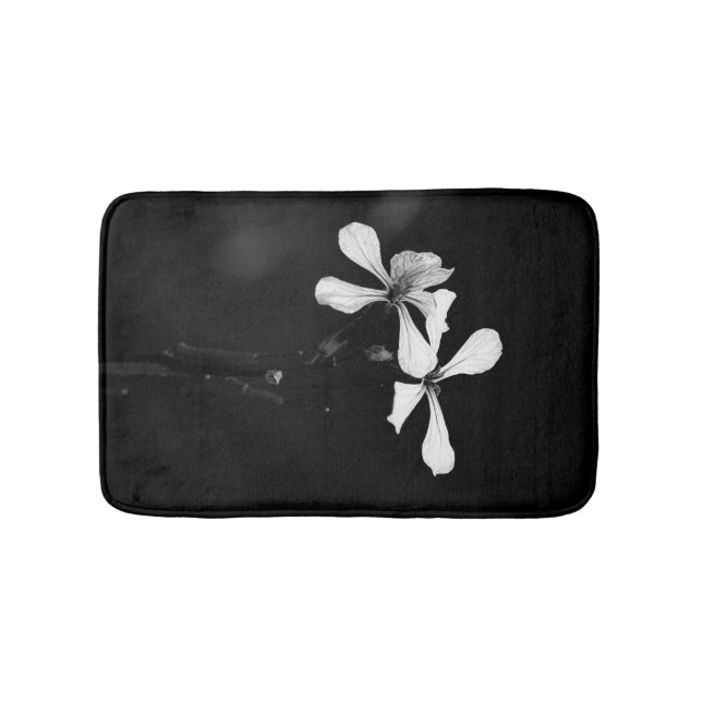 minimal black and white floral bath mat (Front)
