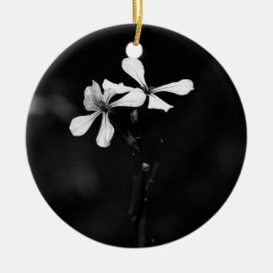 minimal black and white floral ceramic ornament