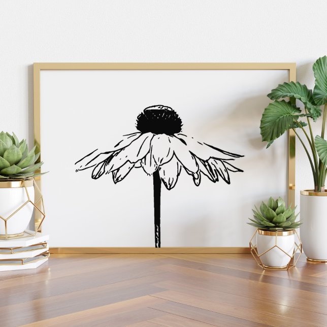 Minimal Black and White Floral Drawing Poster (Creator Uploaded)