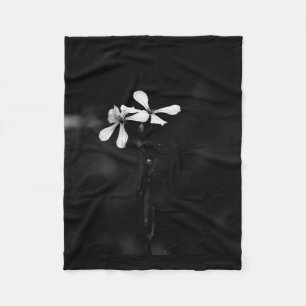minimal black and white floral fleece blanket