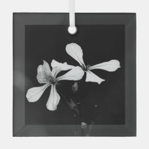 minimal black and white floral glass tree decoration
