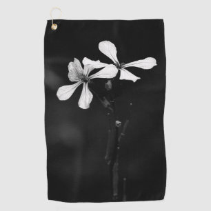 minimal black and white floral golf towel