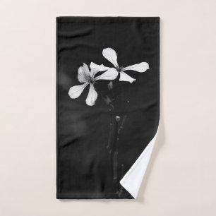 minimal black and white floral hand towel