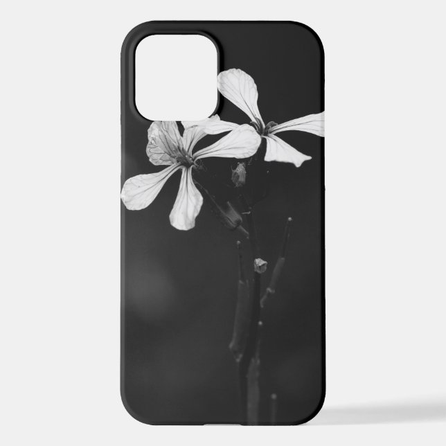 minimal black and white floral iPhone case (Back)