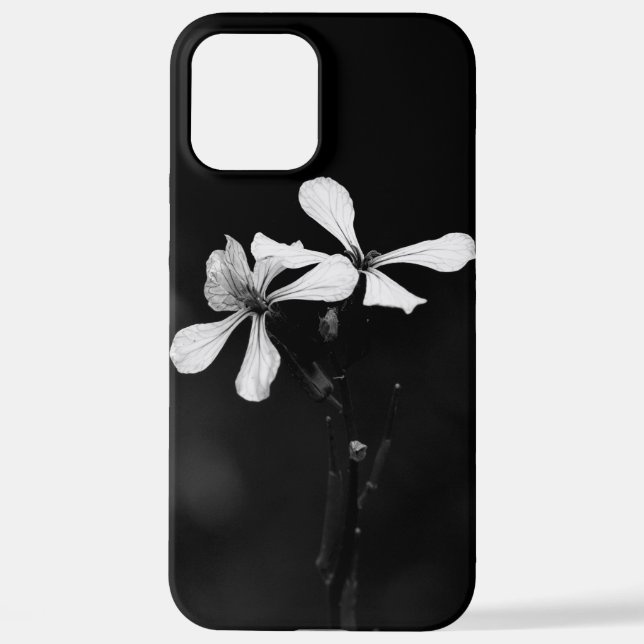 minimal black and white floral iPhone case (Back)