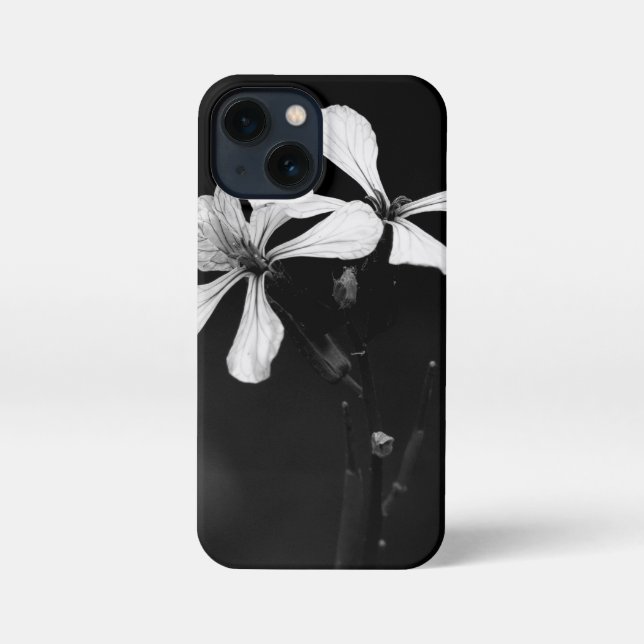 minimal black and white floral iPhone case (Back)