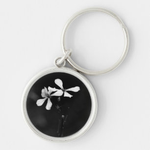 minimal black and white floral key ring