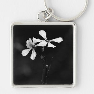 minimal black and white floral key ring