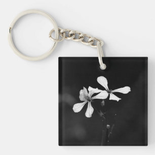 minimal black and white floral key ring