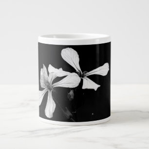 minimal black and white floral large coffee mug