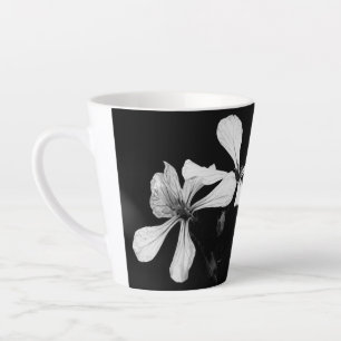 minimal black and white floral latte mug
